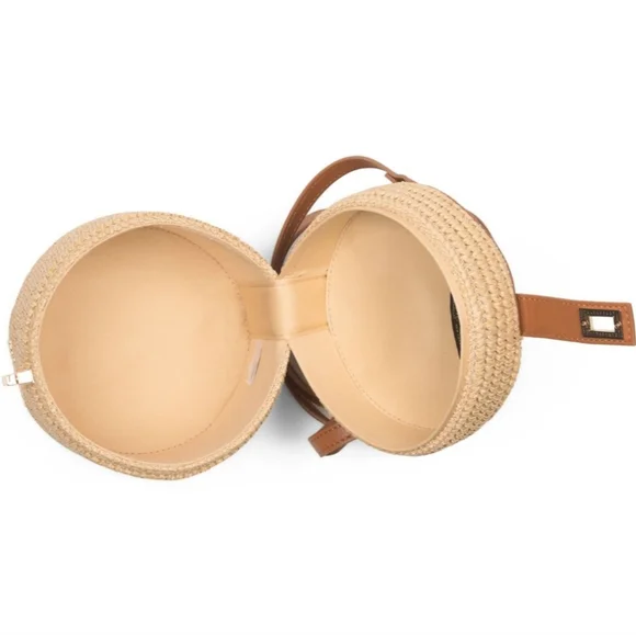 Rachel Zoe Tan Straw and Leather Bucket Crossbody - Picture 3 of 3